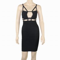 Sexy Gallus Design Backless Cut Out Sleeveless Bandage Dress For Women Black/White